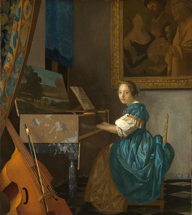 Jan Vermeer Young Woman Seated at a Virginal (mk08) oil painting image